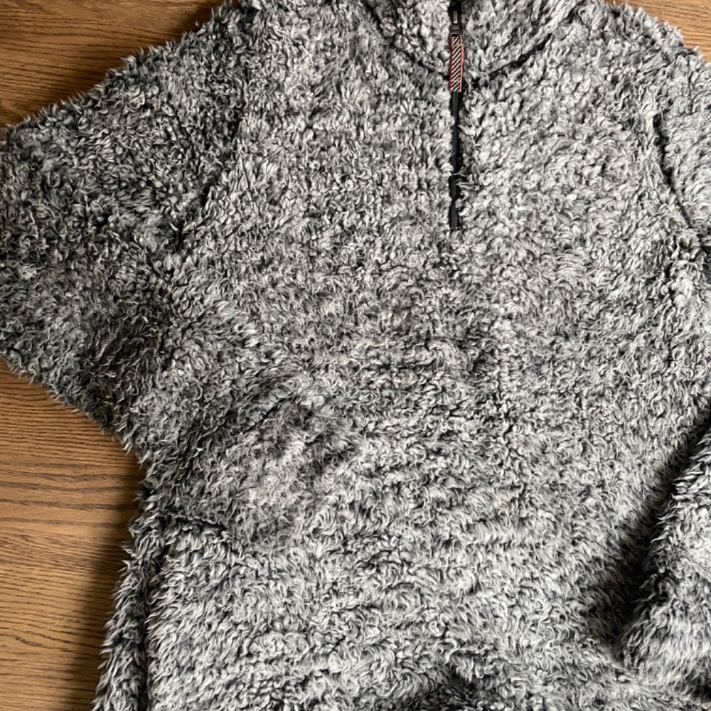Original Weatherproof (M) gray sherpa fleece quarter zip